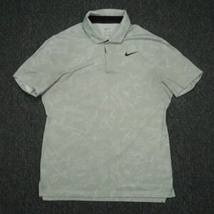 Nike Shirt Mens Small Gray Floral Abstract Tiger Woods TW ADV Dri Fit Polo